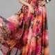 Pink Floral Frill Sleeve V Neck Maxi Dress