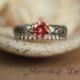Primrose Bridal Set in Sterling Silver - Anastasia Topaz Floral Wedding Ring Set - Flower and Leaf Engagement Ring Set