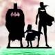 Batman and Batgirl with kids, Super Hero  Family Topper,  Superhero Silhouette, Superhero Topper, Acrylic Cake Topper