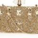 Women's Metallic Lily Embroidered Clutch Bag