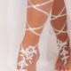 Romantic Lace barefoot sandals -Bridal shoes -Wedding shoes -Bridesmaid barefoot sandals -Beach wedding footless sandal -Foot thong -Lace up