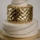 Gold And White Wedding Cake