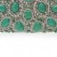 Women's Green Crystal And Stone Clutch