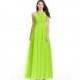 Lime_green Azazie Kaleigh - Back Zip Chiffon Floor Length V Neck Dress - Cheap Gorgeous Bridesmaids Store