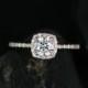Rosados Box Barra 1/2ct 14kt Rose Gold Round Diamond Cushion Halo Engagement Ring