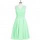 Mint_green Azazie Jenna - V Neck Knee Length Back Zip Chiffon Dress - Cheap Gorgeous Bridesmaids Store