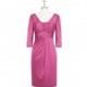Fuchsia Azazie Magdalena MBD - Knee Length Illusion Stretch Knit V Neck Lace And Jersey Dress - Charming Bridesmaids Store