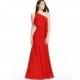 Red Azazie Nadia - Floor Length Chiffon One Shoulder Side Zip Dress - Charming Bridesmaids Store