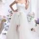 Simple Asymmetrical Sweetheart High-Low Tulle Wedding Dress with Removable Skirt CWLF13020 - Top Designer Wedding Online-Shop