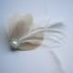 Ivory, champagne, feather, Weddings, hair, accessory, accessories, facinator, Bridal, Fascinators, Bride, clip, tan, brown - CHAMPAGNE