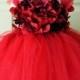 Flower girl dress Red tutu dress, flower top, hydrangea top, toddler tutu dress