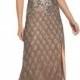 Adrianna Papell Beaded V-Neck Mesh Gown