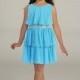 Turquoise Tiered Chiffon Dress w/ Sequins Belt Style: DSK401 - Charming Wedding Party Dresses