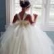 White, ivory shabby chic rose flower girl dress more colors available