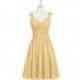 Gold Azazie Angie - V Neck Corset Chiffon Knee Length Dress - Cheap Gorgeous Bridesmaids Store