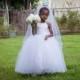 White Tulle Flower Girl Dress, Wedding Bridal Dress Skirt, Bubble Shorts Haven Romper, Tulle Dress, Confirmation Dress, Flower Girl Outfit