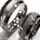 Matching Wedding Bands, Meteorite Inlay Rings, His and Her Engagement Ring, Engagement Gift, Promise Rings, Tungsten Rings By Rings Paradise