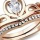 A Perfect Rose Gold .75CT Pear Cut Russian Lab Diamond Bridal Set Ring