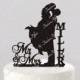Wedding Cake Topper Silhouette Couple Mr & Mrs Personalized with Last Name, Acrylic Cake Topper [CT18mm]