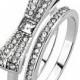 The Bow, A French Pave Round Cut Russian Lab Diamond Bridal Set Ring