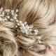 Handmade Crystal Pearl Flower Hair Pin, Bridal Hair Accessories, Bridal Head Piece, Pearl Hair Pins, Silver and Gold Hair Pins, Prom
