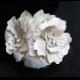 Champagne Blush Bridal Flower Crown, Bridal Fascinator, Champagne Wedding Head Piece, Floral Head Piece, Hair Clip - LAURAL