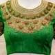 Hand Embroidered Green Saree Blouse - Hand-made Beautiful Dresses