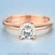 Rose Gold Solitaire Moissanite Engagement Ring 
