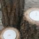 3 Assorted Size Rustic Wooden Candleholders Oak