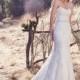 Maggie Sottero Fall/Winter 2017 Jaslynn Lace Ivory Sweet Chapel Train Sleeveless Sweetheart with Sash Sheath Dress For Bride - Elegant Wedding Dresses