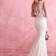 Elegant Tulle & Lace Bateau Neckline Natural Waistline Sheath Wedding Dress With Lace Appliques - overpinks.com