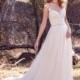 Maggie Sottero Fall/Winter 2017 Sonja Sweet Ivory Chapel Train Aline Cap Sleeves Illusion Tulle Appliques Wedding Dress - Brand Wedding Dresses