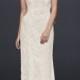 Allover Beaded Lace Sheath Gown With Empire Waist Style S8551
