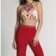 Red Two Piece Pant Suit by Dave and Johnny - Color Your Classy Wardrobe