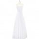 White Azazie Imogene - Straight Floor Length Back Zip Chiffon Dress - Charming Bridesmaids Store