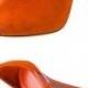 Orange Suede-like Peep Toe Stiletto Heels