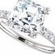 Forever One Asscher Cut 2 Carats Forever One Platinum Gold  Ethical Diamonds Diamond Alternative Recycled White Gold