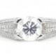 1.75 Ct Round Cut Cz Engagement Ring, Size 7, 925 Sterling Silver, Pave Band (777)