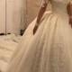 Royal Train Off-Shoulder Wedding Dress With Lace Appliques