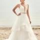 Mikaella Spring/Summer 2017 2112 V-Neck Organza Ball Gown Sleeveless with Sash Chapel Train Simple Ivory Bridal Dress - Top Design Dress Online Shop