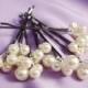 Set Of 5 Bridal Swarovski Pearls Bobby Pins In Silver