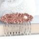 Floral Hair Comb Copper Rose Gold Filigree Lace Design Vintage Style Blush Wedding Hair Piece Pink Copper Bridal Hairpiece Silver Comb