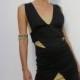 Free Shipping Black Evening dress- Midi length black dress-Saddu dress-Bridesmade dress-Gown -Made to order