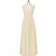 Champagne Azazie Raquel - Floor Length Illusion V Neck Chiffon Dress - Cheap Gorgeous Bridesmaids Store