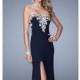 Metallic Embroidered Gown by La Femme 21292 - Bonny Evening Dresses Online 