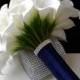 White and Navy Blue Real Touch Calla lily Wedding Bouquet