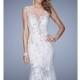 White Beaded Lace Gown by Gigi Designs by La Femme - Color Your Classy Wardrobe