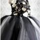 Flower girl dress Black and Ivory tutu dress, flower top, hydrangea top, toddler tutu dress - Hand-made Beautiful Dresses