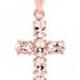 Genuine 14K Rose Gold 15.48TCW Peach Morganite Cross Necklace