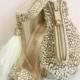 Bridal Shoes / Wedding Shoes / Nude Suede Heels with Swarovski Crystals and Feather Tassels/ Silk Crystals Encrusted Shoes